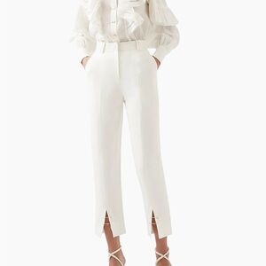 Aje Zita Linen White Women's Cropped Ankle Pants